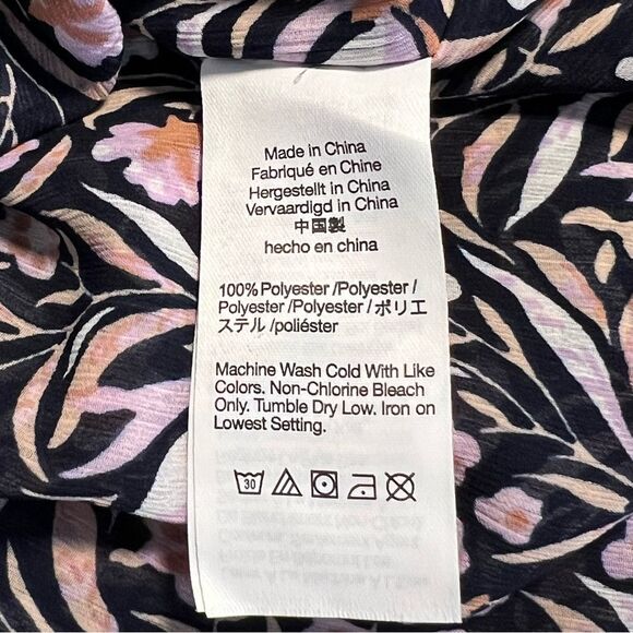 J. Crew Ditsy Flortal Crinkle Chiffon Top Size 3X Navy Flowy Loose Boho Cottage - Picture 12 of 13